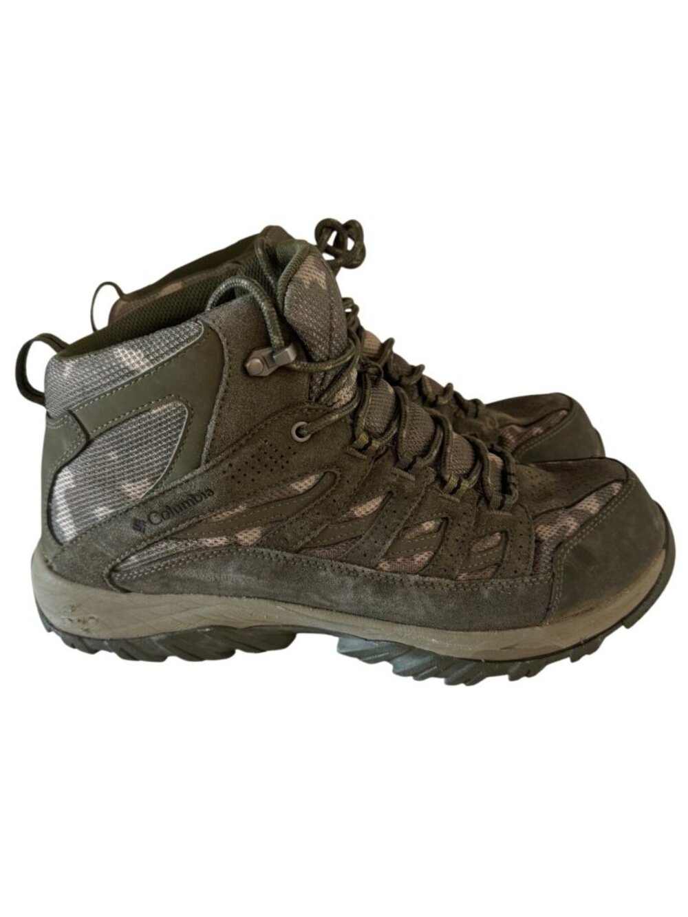 Columbia Mens Waterproof Hiking Boots Size 10W Green Lace-Up Outdoor Footwear